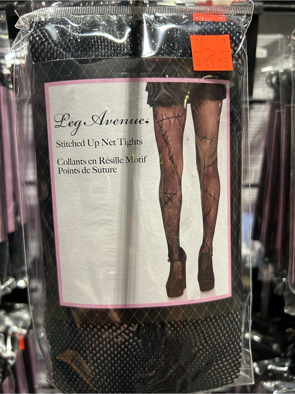 Leg Avenue Black Stitched Fishnet Tights